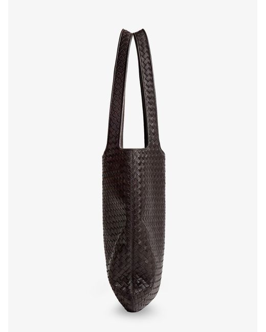 Bottega Veneta Black Veneto Leather Shoulder Bag With Intrecciato Motif for men