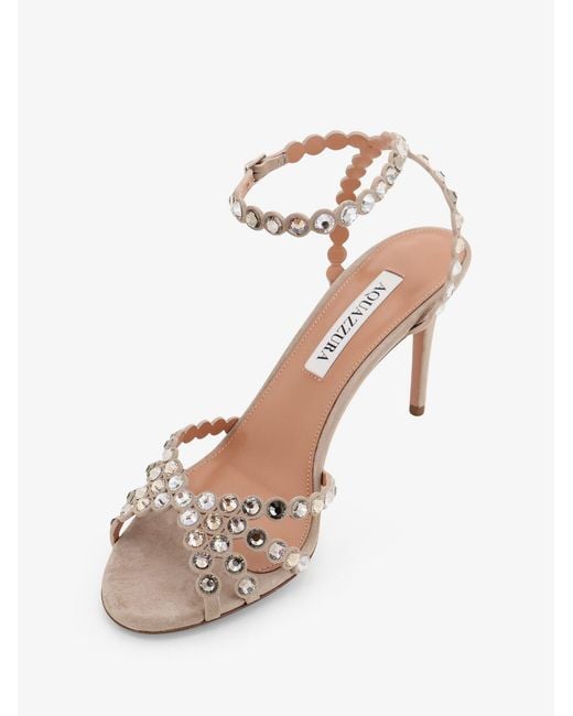Aquazzura White Tequila Sandals With Crystal Detail