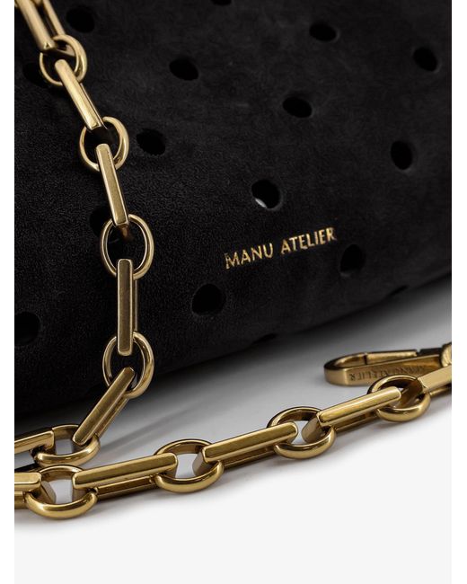 MANU Atelier Black Mini Cylinder Suede Crossbody Bag