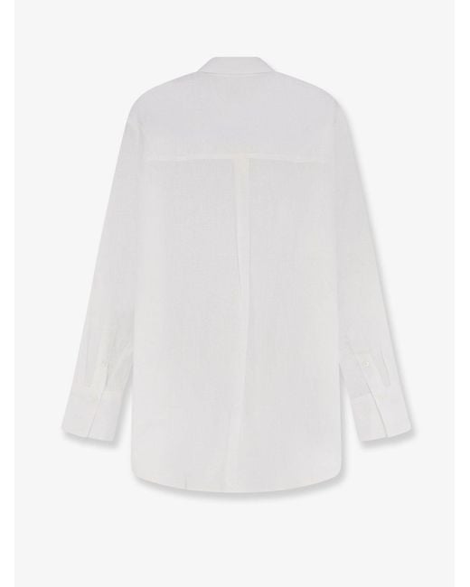 Totême White Oversized Summer Cotton And Linen Shirt