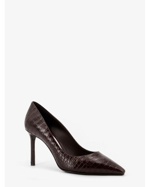 Jimmy Choo Brown Romy 85 Leather Pumps With Croco Effect
