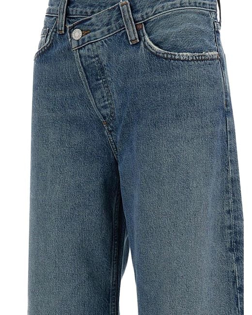 Agolde Blue Regenerative Cotton Jeans With Distressed Profiles