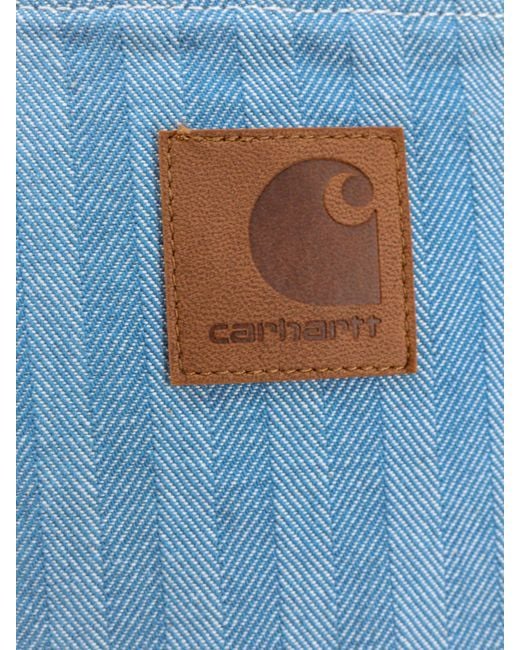 Carhartt Blue Cotton Jeans With Striped Motif for men