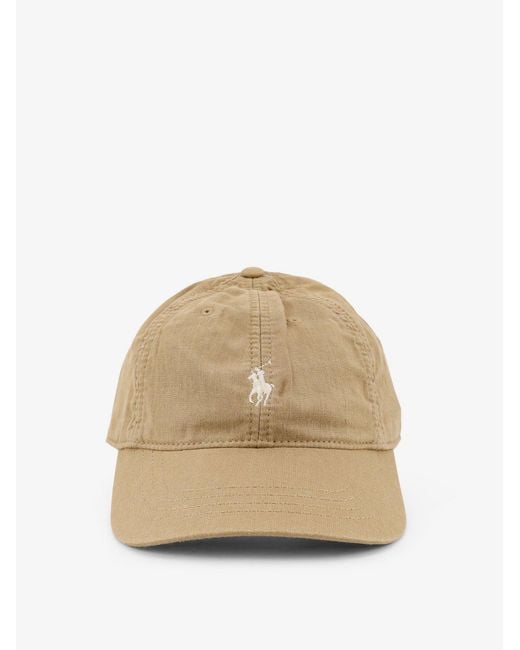 Polo Ralph Lauren Natural Linen Hat With Embroidered Logo On The Front for men