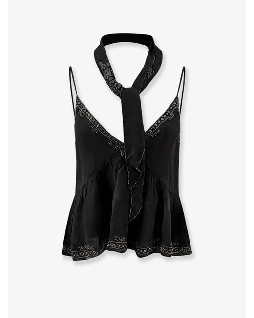 Scarlett Poppies Black Hedvig Viscose Top With Scarf