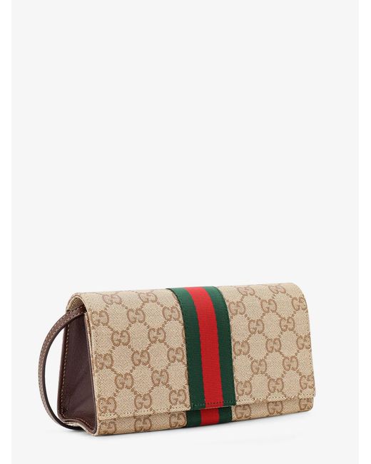 Gucci Natural Gg Fabric Shoulder Bag With Nastro Web Detail