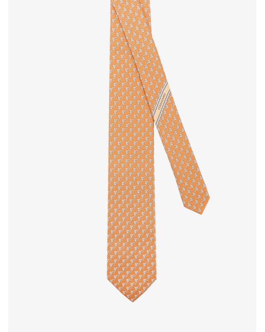 Ferragamo Natural Sik Tie With Owl Print for men