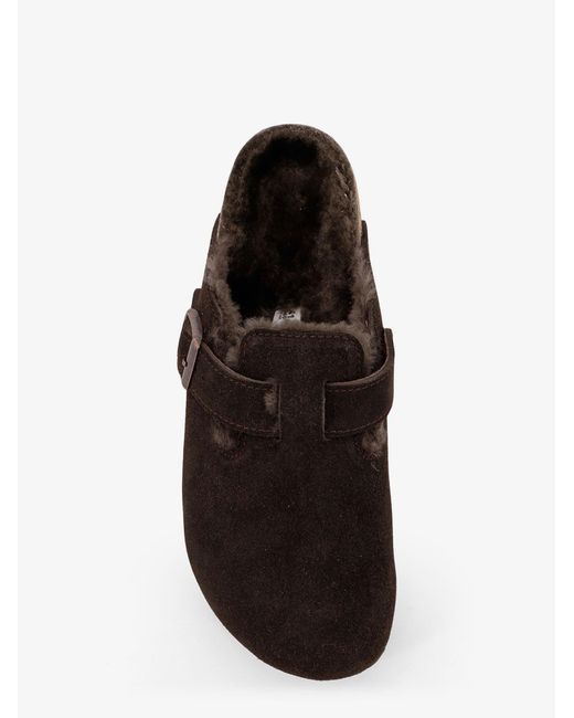 Birkenstock White Boston Vl/Shearling Suede Mule