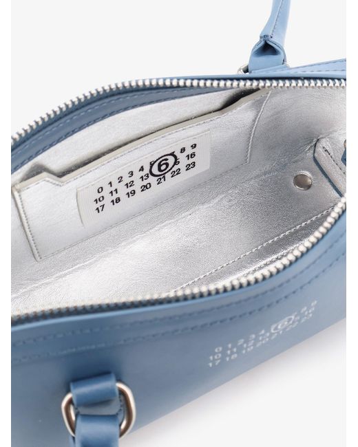 MM6 by Maison Margiela Blue Mini Bauletto Leather Shoulder Bag