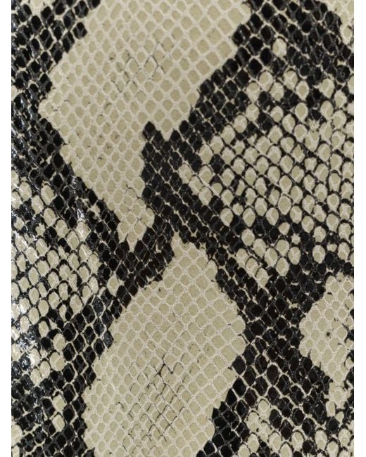 Alysi White Python-Print Leather Midi Skirt