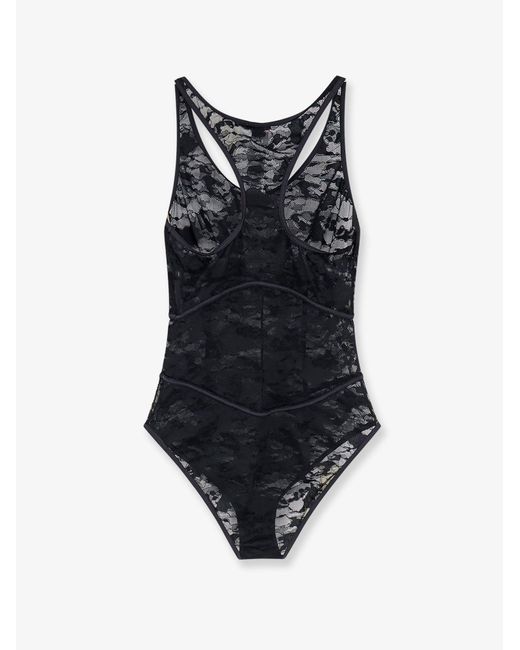 DIESEL Black Lace Bodysuit Top
