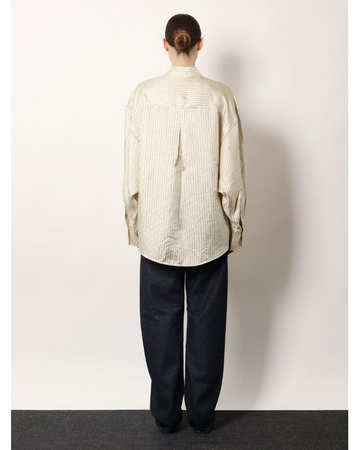 Totême  White Oversized Striped Silk Shirt