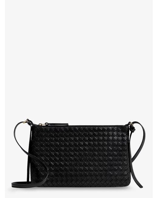 Bottega Veneta Black Pochette Intrecciato Piccolo Medium With Shoulder Strap