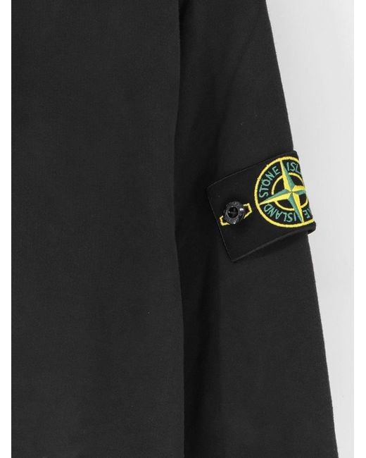 Stone Island Black Cotton Sweatshirt With Side Logo Patch for men