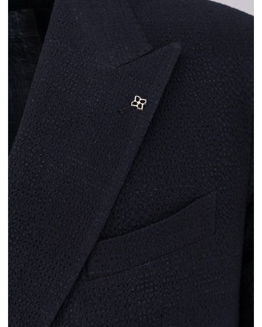 Tagliatore Blue Double-Breasted Stretch Virgin Wool Suit for men