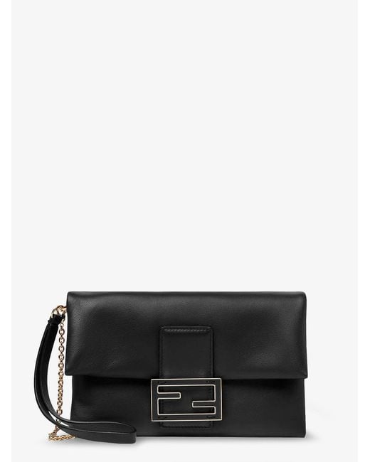 Fendi Black Mamma Baguette Leather Crossbody Bag