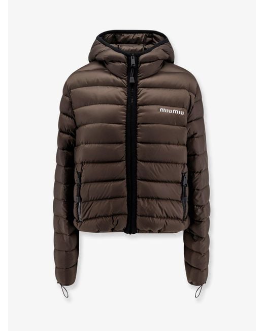 Miu Miu Black Recycled Polyester Hooded Down Jacket