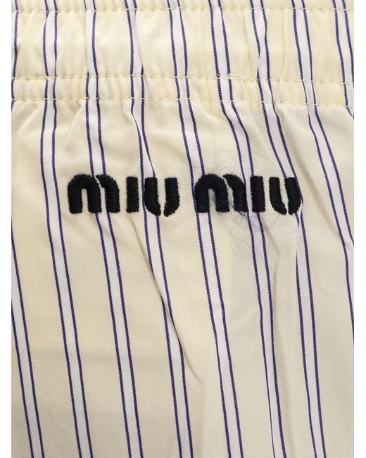 Miu Miu Natural Striped Cotton Pajama Pants