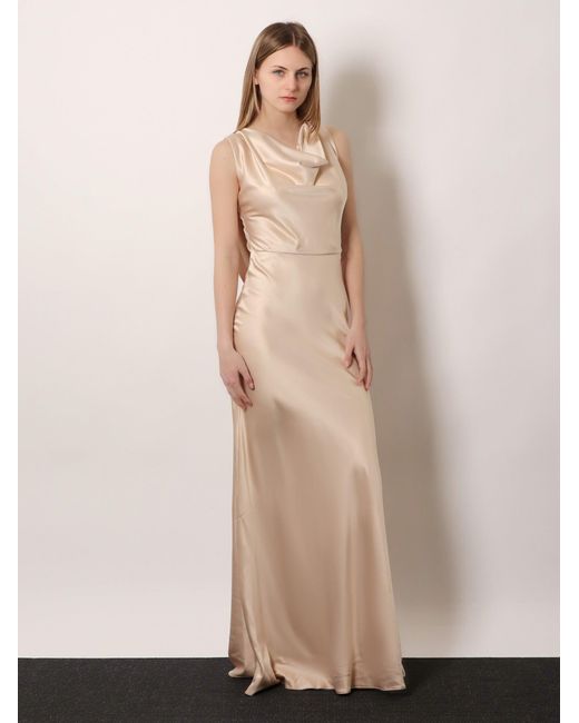 ACTUALEE Natural Satin Long Dress