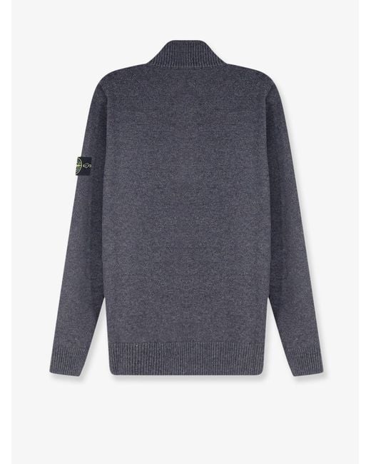 Stone Island Blue Virgin Wool Blend Sweater for men