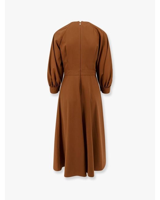 Max Mara Brown Pedaggi Cotton Midi Dress