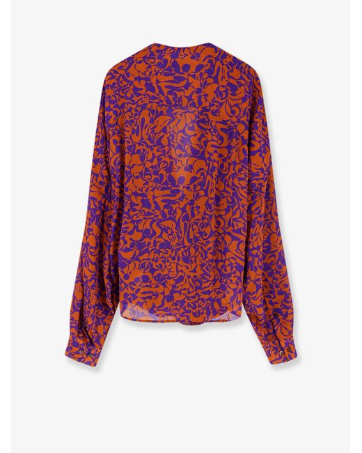 Dries Van Noten Red Camiel Cotton Shirt With Print