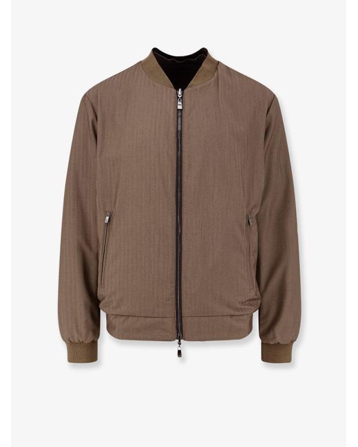Corneliani Brown Reversible Leather Jacket for men