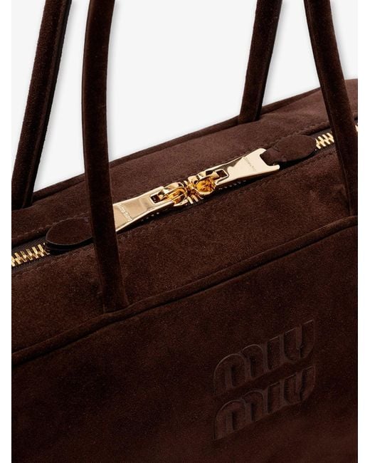 Miu Miu Brown Beau Suede Handbag