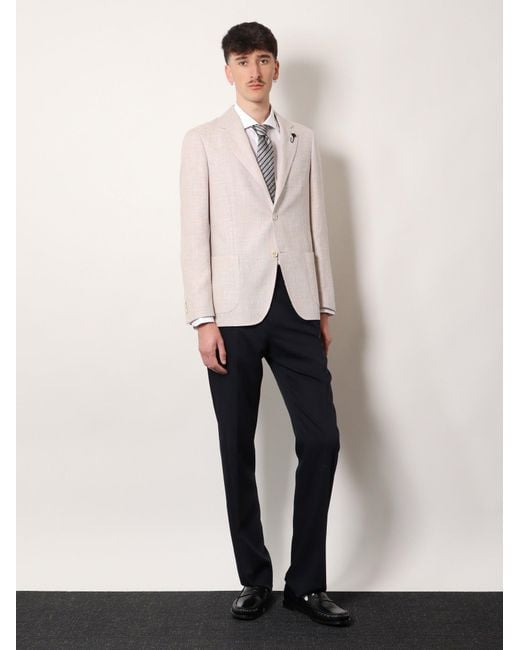 Lardini Pink Roma Pure Virgin Wool And Linen Blazer for men