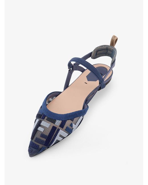 Fendi Blue Colibrì Lite Ff Mesh Slingback