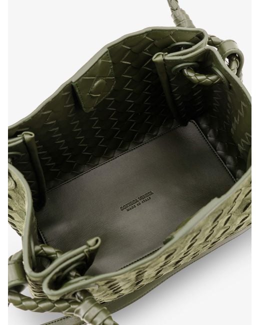 Bottega Veneta Green Parachute Suede Shoulder Bag With Intrecciato Motif