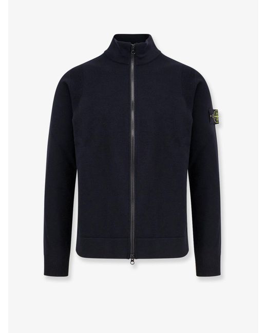 Stone Island Blue Certified Virgin Wool Cardigan for men