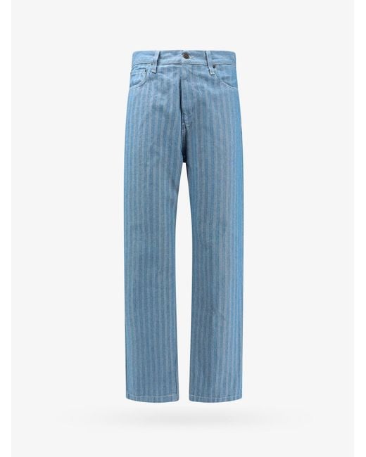 Carhartt Blue Cotton Jeans With Striped Motif for men