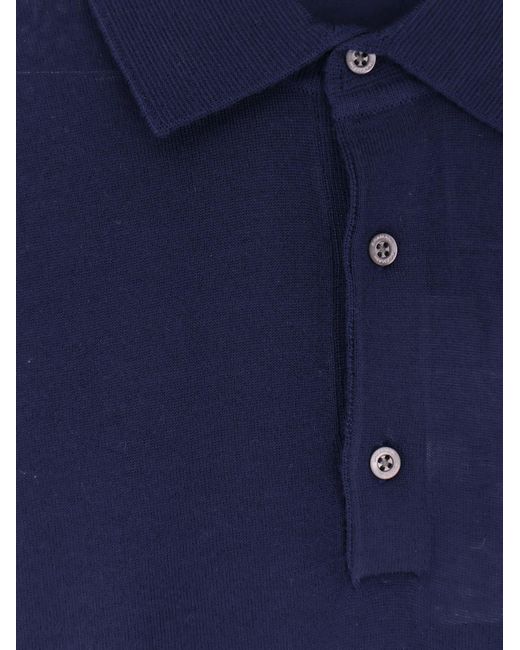 Bramani Cashmere Blue Wool Polo Sweater for men