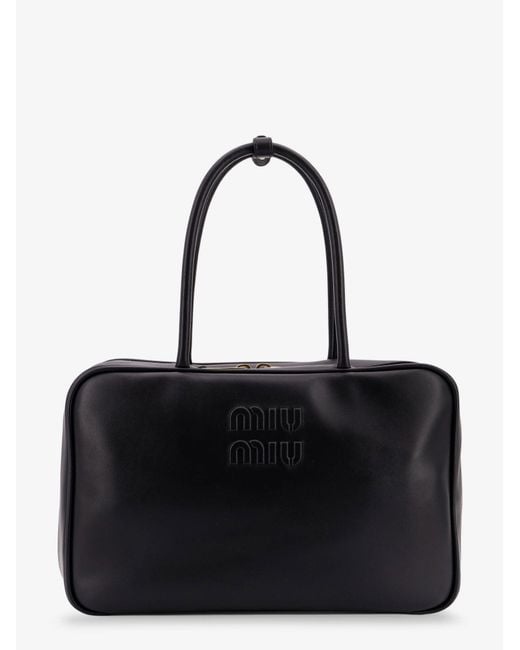 Miu Miu Black Arcadie Softy Leather Handbag