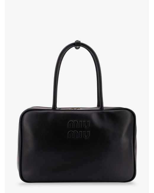Miu Miu Black Arcadie Softy Leather Handbag
