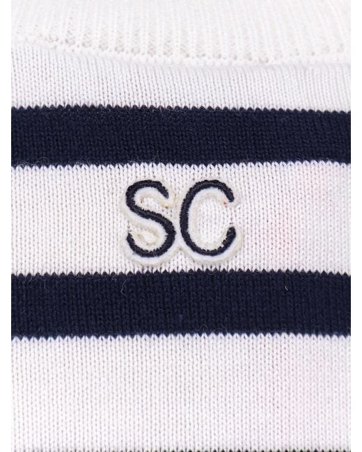 Semicouture Blue Striped Cotton Sweater