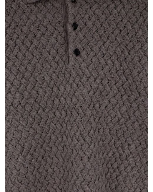 Bottega Veneta Gray Wool Sweater With Intrecciato Motif for men