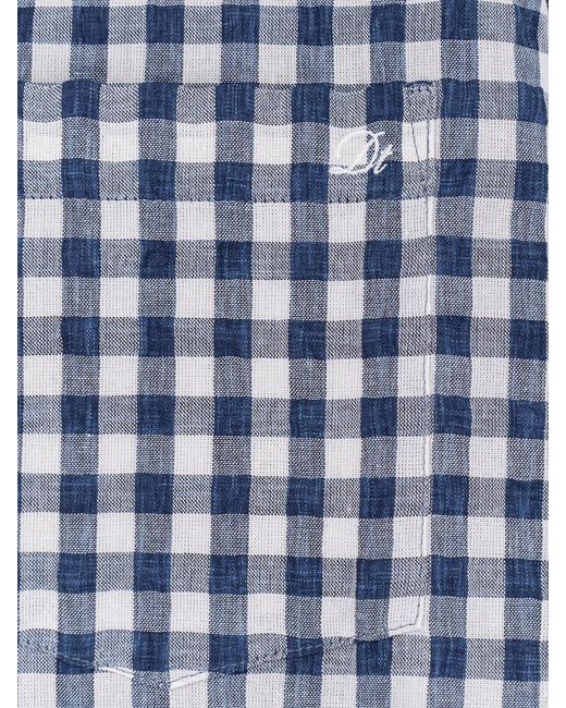 DUNST Blue Cotton Blend Shirt With Check Pattern for men