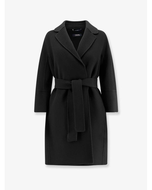 Max Mara Black Arona Virgin Wool Coat