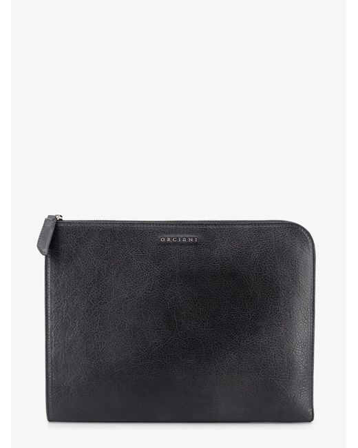 Orciani Black Lagoon Leather Briefcase for men