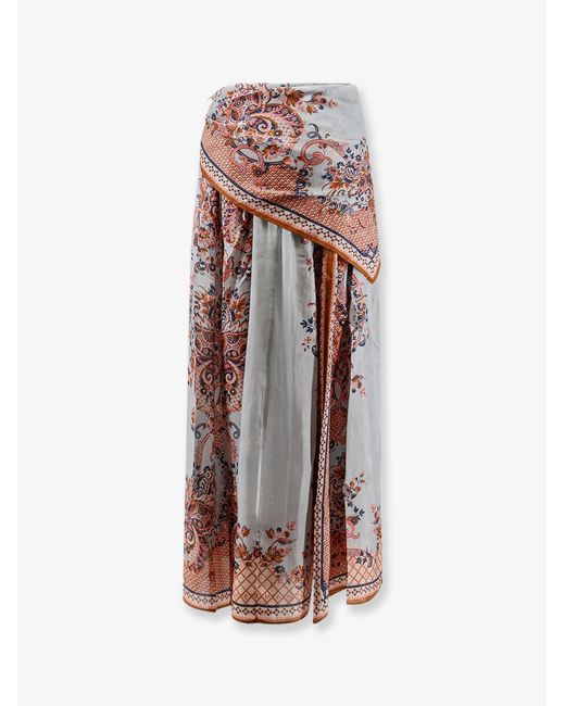 Zimmermann White Aster Silk Midi Skirt With Paisley Print