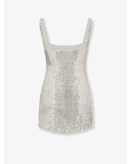 retroféte White Mini Dress With Seqiuins And Rhinestones