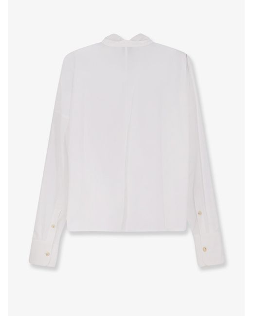 Alysi White Cotton Shirt With Bow