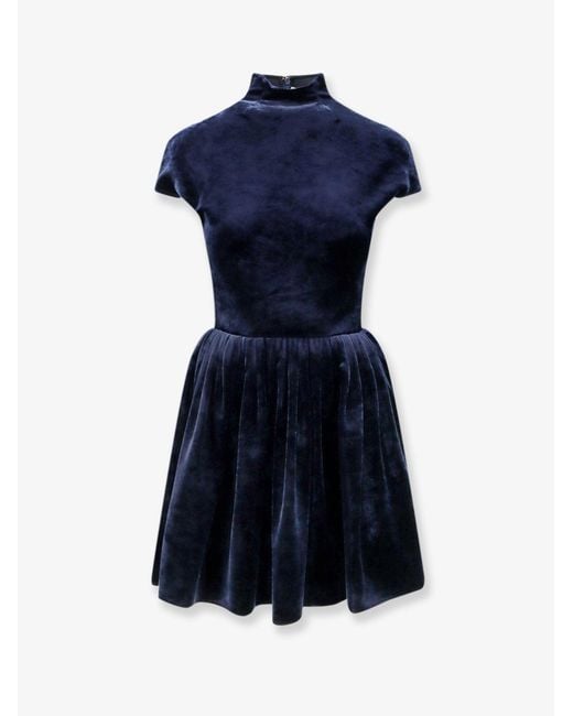 Alaïa Blue Short Velvet Dress