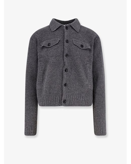 TONYWACK Blue Ribbed Wool And Cotton Cardigan for men