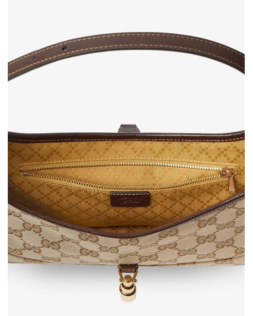 Gucci Brown Jackie Slim Gg Fabric And Leather Shoulder Bag
