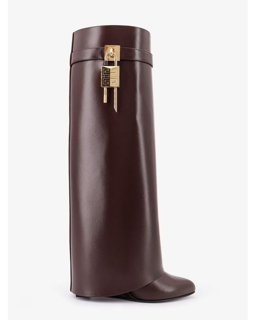 Shark Lock Leather Boots-Donna di Givenchy in Purple