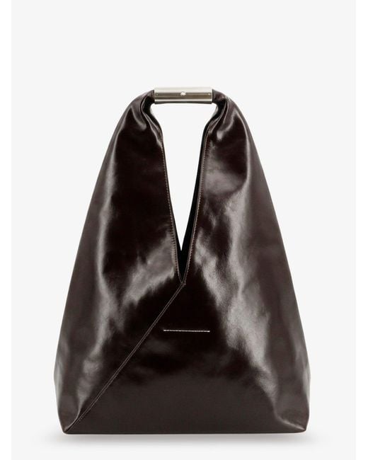 MM6 by Maison Margiela Black Japanese Shiny Leather Shoulder Bag