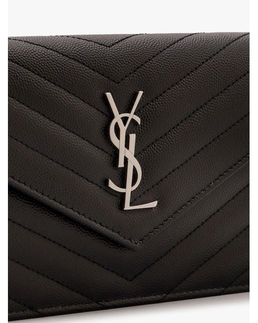 Saint Laurent Black Cassandre Pochette Grain-De-Poudre Leather Crossbody Bag